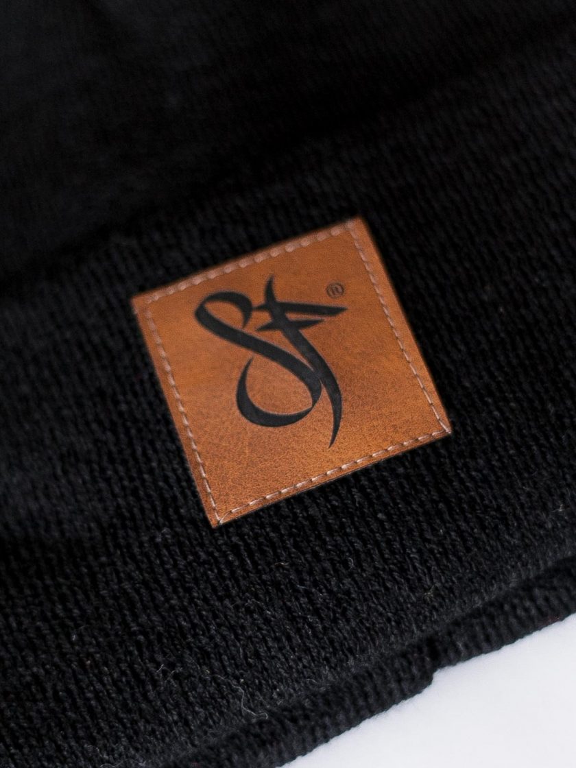 Beanie Leather Patch black