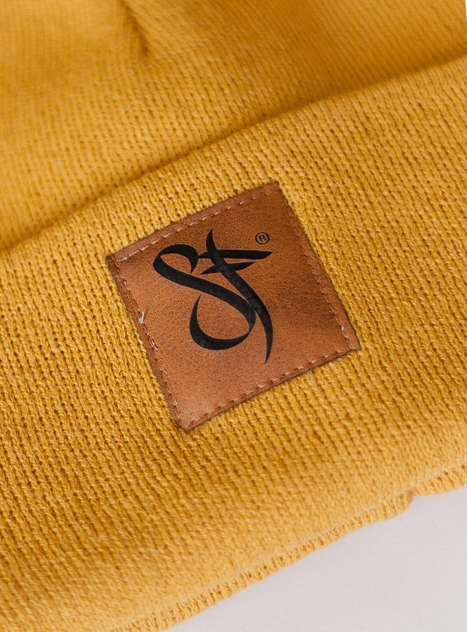 Beanie Leather Patch yellow