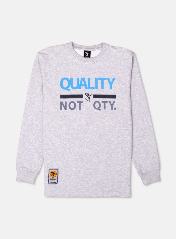 Quality not Quantity Ethos Longsleeve in grey color.