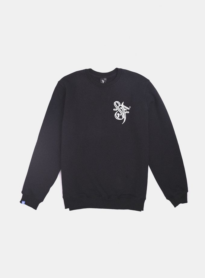Sf Brand Sweatshirt Black- Chenille Embroidery design detail