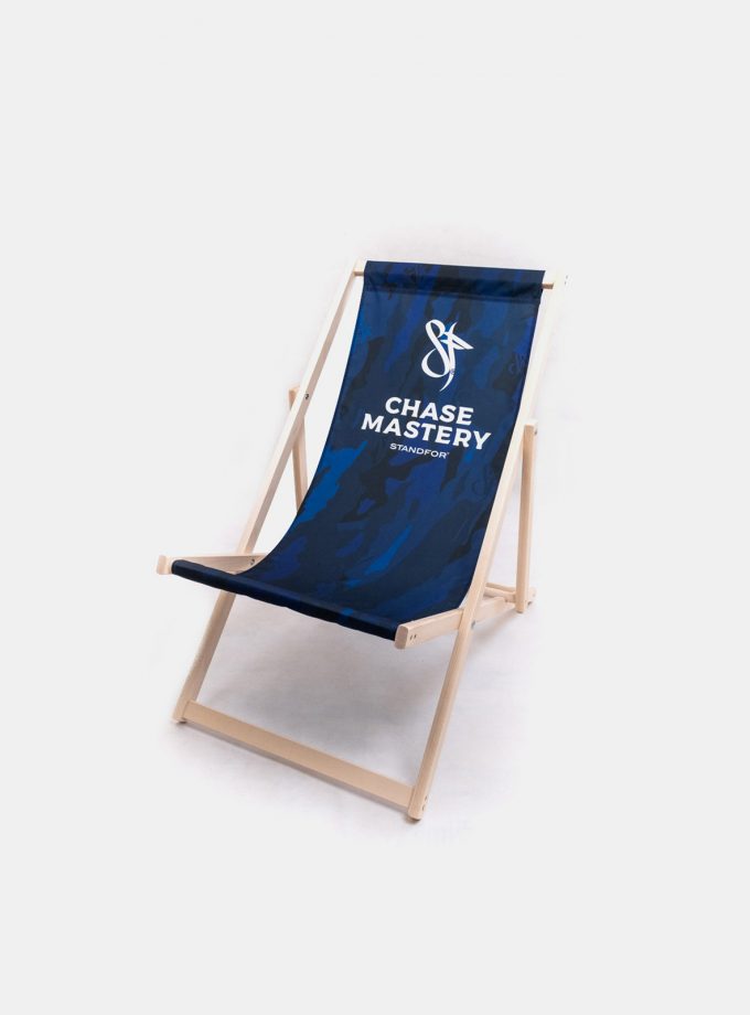 Wooden Garden Folding Chair-Mono Blue Camo Pattern
