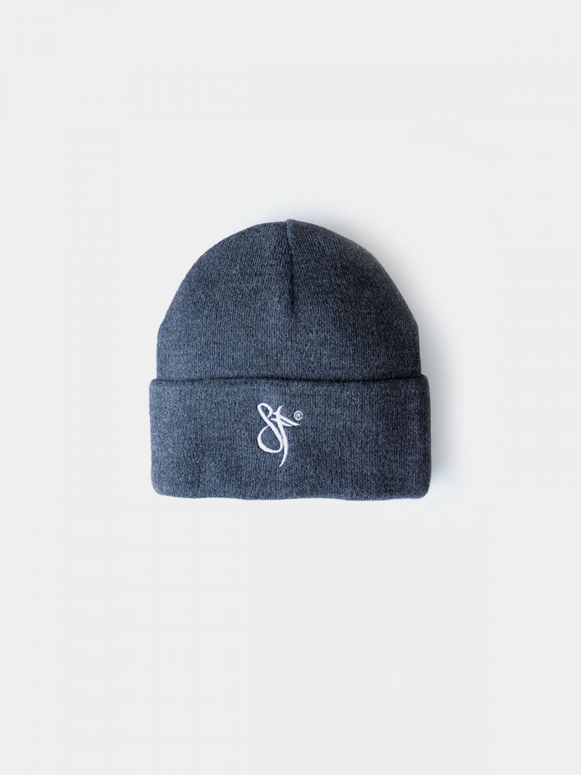 SF Embroidery Beanie graphite knitwear and white embroidery