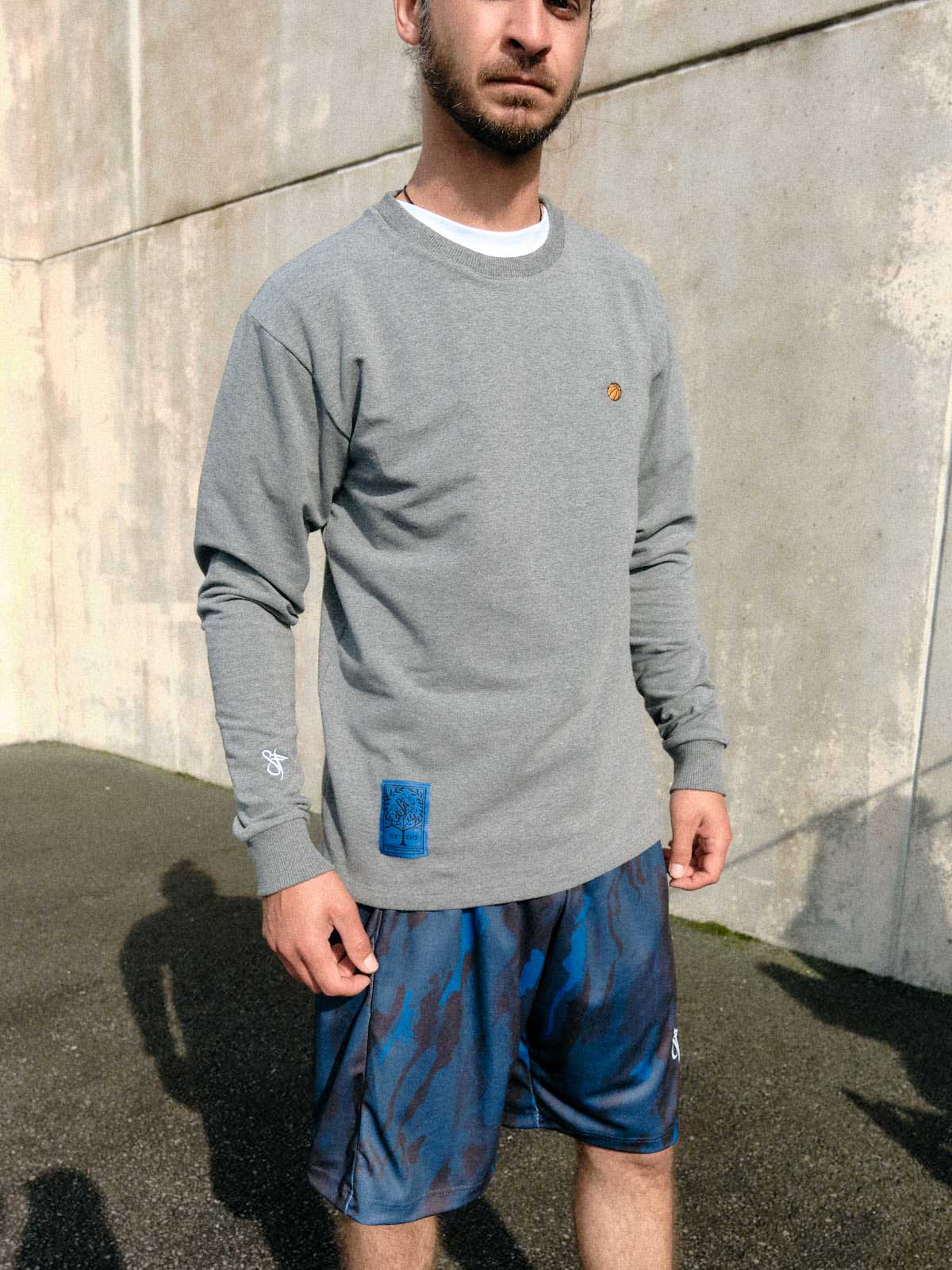 basketball longsleeve melange grey model